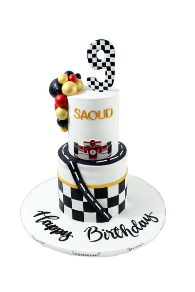 Two-Tiered Race Track Birthday Cake - كيكة يوم ميلاد