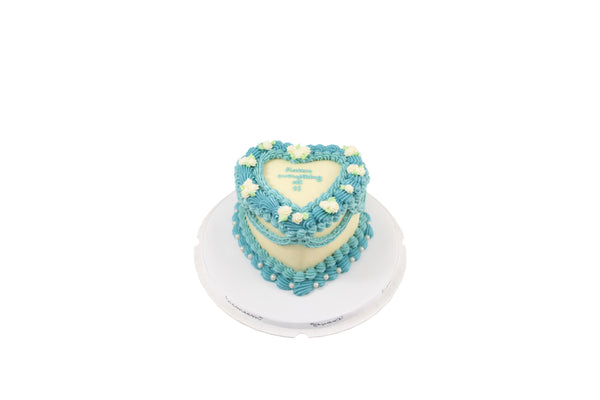 Heart-Shaped Blue Birthday Cake - كيكة يوم ميلاد