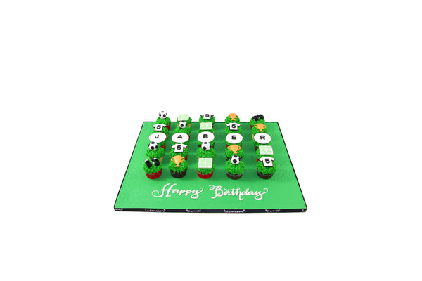 Football Birthday Cupcake on Board - كب كيك بتصميم خاص