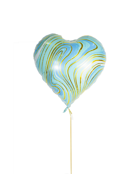 Blue Marble Heart Foil Balloon -بالونة على شكل قلب رخامية