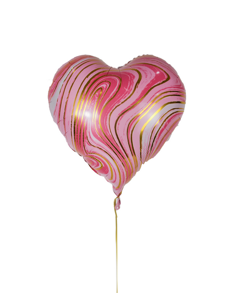 Pink Marble Heart Foil Balloon-بالونة على شكل قلب رخامية