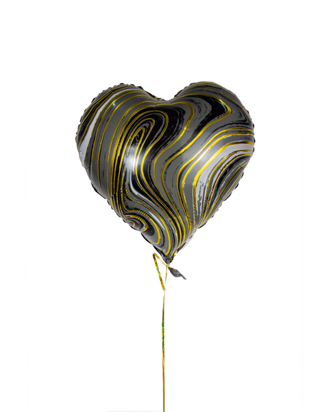 Black Marble Heart Foil Balloon-بالونة على شكل قلب رخامية