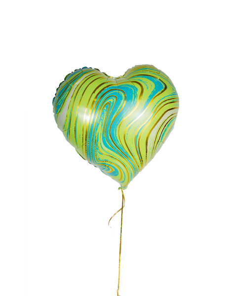 Green Marble Heart Foil Balloon -بالونة على شكل قلب رخامية