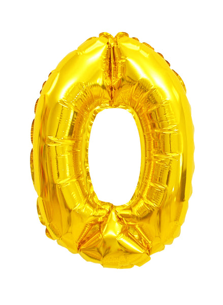 zero shaped foil balloon بالونه رقم صفر لون ذهبي