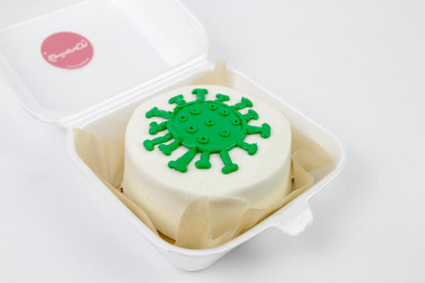 Green Virus designed mini cake  كيكة حجم ميني بتصميم فايروس