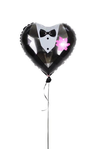 Heart Shaped Tuxedo Foil Balloons بالونه التكوسيدو