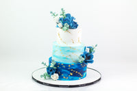 Three-Tiered Blue Cake كيكة من ٣ طوابق