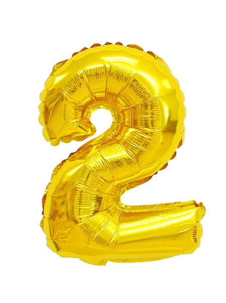 Number 2 shaped foil balloon بالونه رقم ثنان لون ذهبي