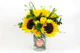 Sunflowers in a Clear Vase - تنسيق ورد طبيعي بورود دوار الشمس