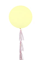 36" Macaron Pastel Yellow  Latex Balloon with Tassel بالون ٣٦ بوصه مع شرائط - اللون اصفر فاتح