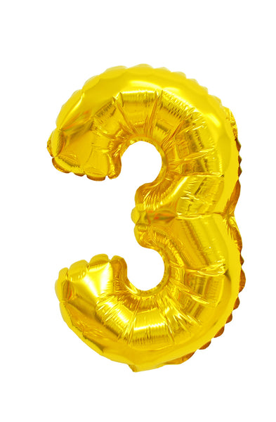 Number 3 shaped foil balloon بالونه رقم ثلاثه لون ذهبي