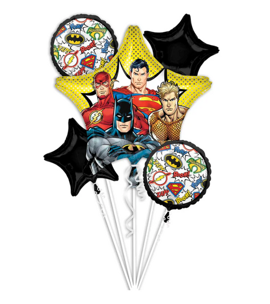 Justice League Foil Balloon Bouquet-بالون على شكل شخصيه كرتونيه