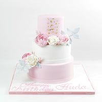 Three Tiered Floral Birthday Cake - كيكة يوم ميلاد