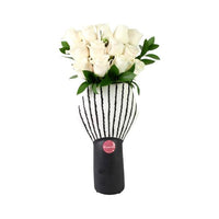 White Roses in Black Vase -فازة مع ورود