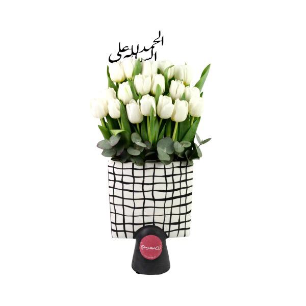 White Tulip Bouquet II -تنسيق بوكيه ورد