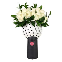 White Roses in Polka-dot Vase-فازة مع ورود