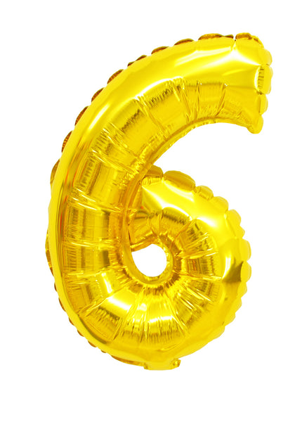 Number 6 shaped foil balloon بالونه رقم سته لون ذهبي