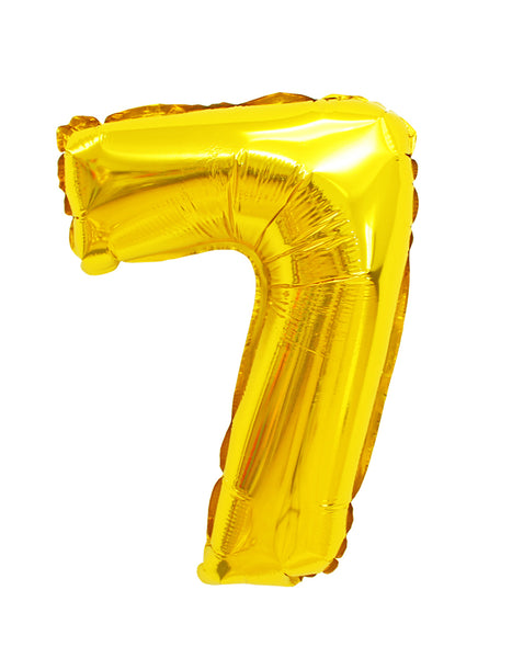Number 7 shaped foil balloon بالونه رقم سبعه لون ذهبي