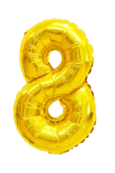 Number 8 shaped foil balloon بالونه رقم ثمانيه لون ذهبي