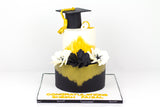 Two Tiered Graduation Hat Cake - كيكة تخرج