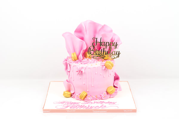 Pink Drip Birthday Cake - كيكة يوم ميلاد