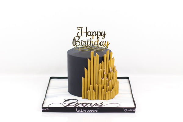 Black & Gold Birthday Cake - كيكة باللون الأسود و الذهبي