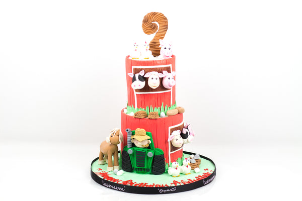 Farmland Birthday Cake - كيكة من طابقين