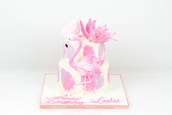 Two Tiered Flamingo Cake - كيكة الفلامنغو