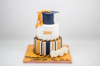 Two Layered Striped Graduation Cake - كيكة تخرج