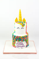 Two Layered Rainbow Unicorn Cake - كيكة اليونيكورن