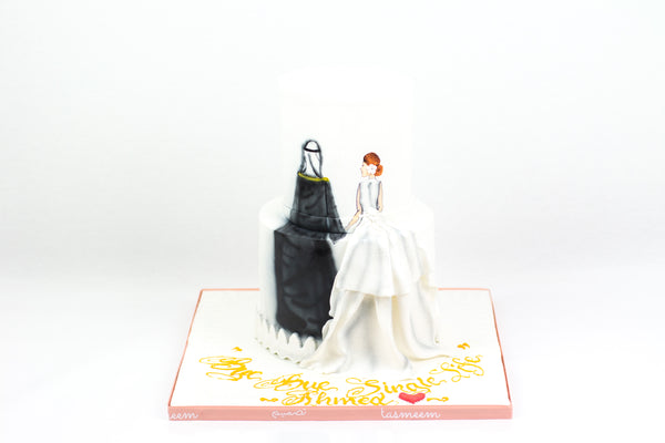 Two Tiered White Wedding Cake - كيكة زفاف