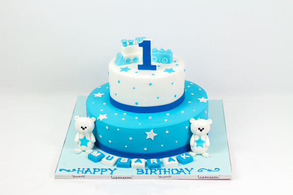 Two Tiered Kid's Birthday Cake - كيكة طابقين