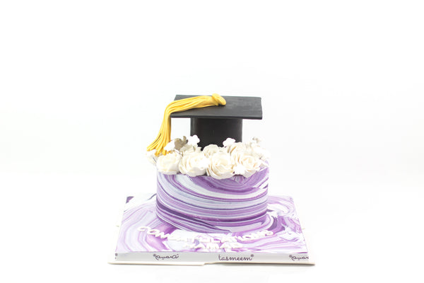 Hyper Realistic Tall Purple Marble Cake on Black Cake · Creative Fabrica