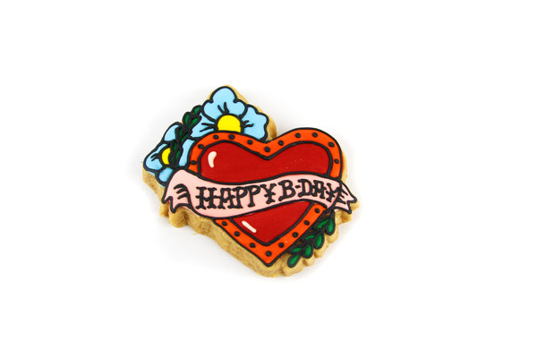 Happy Birthday Heart Cookies - ميلاد سعيد القلب