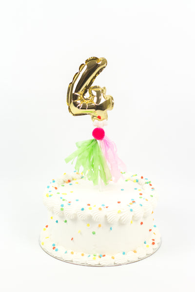 Sprinkle Cake with Number 4 Foil Balloon - كيكة مزينه ببالونه رقم ٤