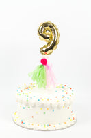 Sprinkle Cake with Number 9 Foil Balloon - كيكة مزينه ببالونه رقم ٩