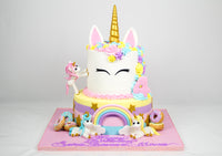 Two-Tiered Unicorn Rainbow Cake - كيكة اليونيكورن