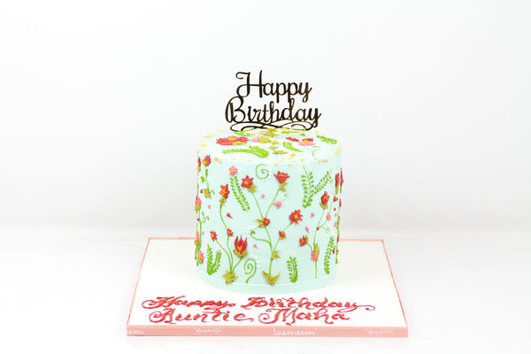 Flowery Birthday Cake - كيكة مزينه بالورود