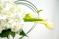 White Hydrangea & Tulips Arrangement - زهور بيضاء متنوعه