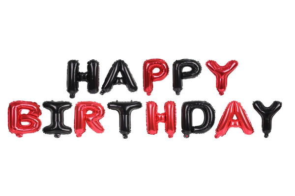 Happy Birthday Red & Black Foil Set-بالونات عباره يوم ميلاد سعيد