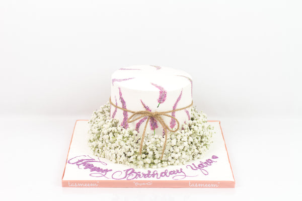 Simple Cake with Fresh Flowers - كيكة مزينة بالورود