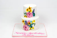 Two Tiered Flower Design Cake - كيكة من طابقين