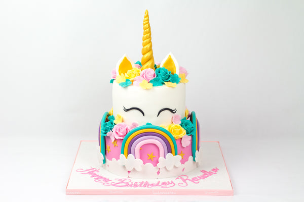 Two-Tiered Rainbow Unicorn Cake - كيكة اليونيكورن