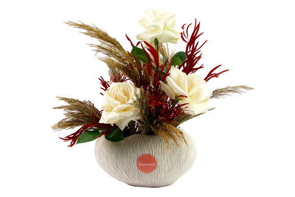 Roses Decoration in White Vase - زينة ورود في مزهرية بيضاء