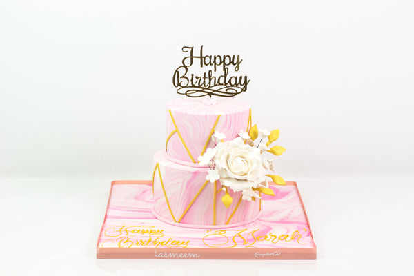 Marble Pink Birthday Cake - كيكة يوم ميلاد