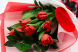 Red Tulips Hand Bouquet- بوكيه ورد يدوي
