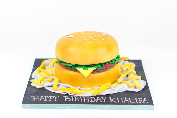 Food Shaped Birthday Cake - كيكة البرغر و البطاطس