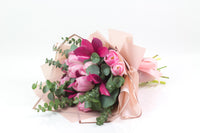 Pink Tulip Hand Bouquet - بوكيه ورد زهري
