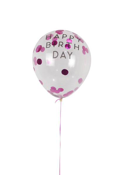 Pink Birthday Confetti Balloon بالونه يوم ميلاد مع كونفتي زهري