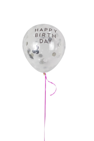 Silver Birthday Confetti Balloon بالونه يوم ميلاد مع كونفتي - لون فضي